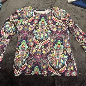 Talbots Multicolor Paisley Long Sleeve Blouse